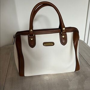 Liz Claiborne White and Brown Satchel